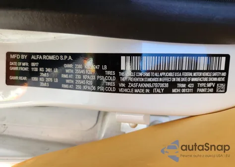 2018 Alfa Romeo Stelvio Ti Sport from USA, damaged, VIN ZASFAKNN9J7B70638